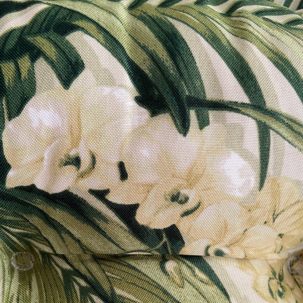 Tommy Bahama Cream Cushion with Green Tropical Palm Print - Picture 3 of 5